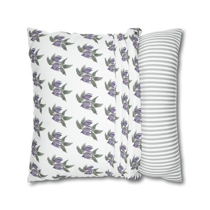 Cushion Pillow Case - No. 270 - Purple Drop Flowers on White