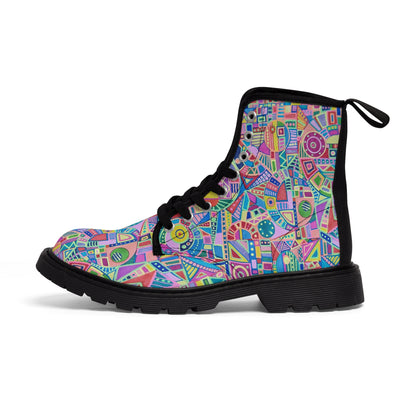 Women's Canvas Boots - No. 258 - Multicoloured Abstract