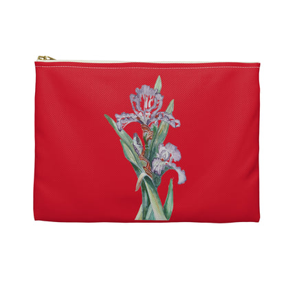 Make Up Bag - No. 272 - Purple Orchid Flower on Red