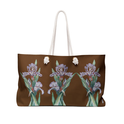 Weekender / Beach / Overnight Bag - No. 272 - Purple Orchid on Light Brown