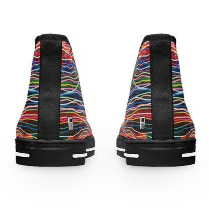 Women's High Top Sneakers, No. 236 - Oceans - Multicoloured lines - By Irish Artist Fiona de Lacy