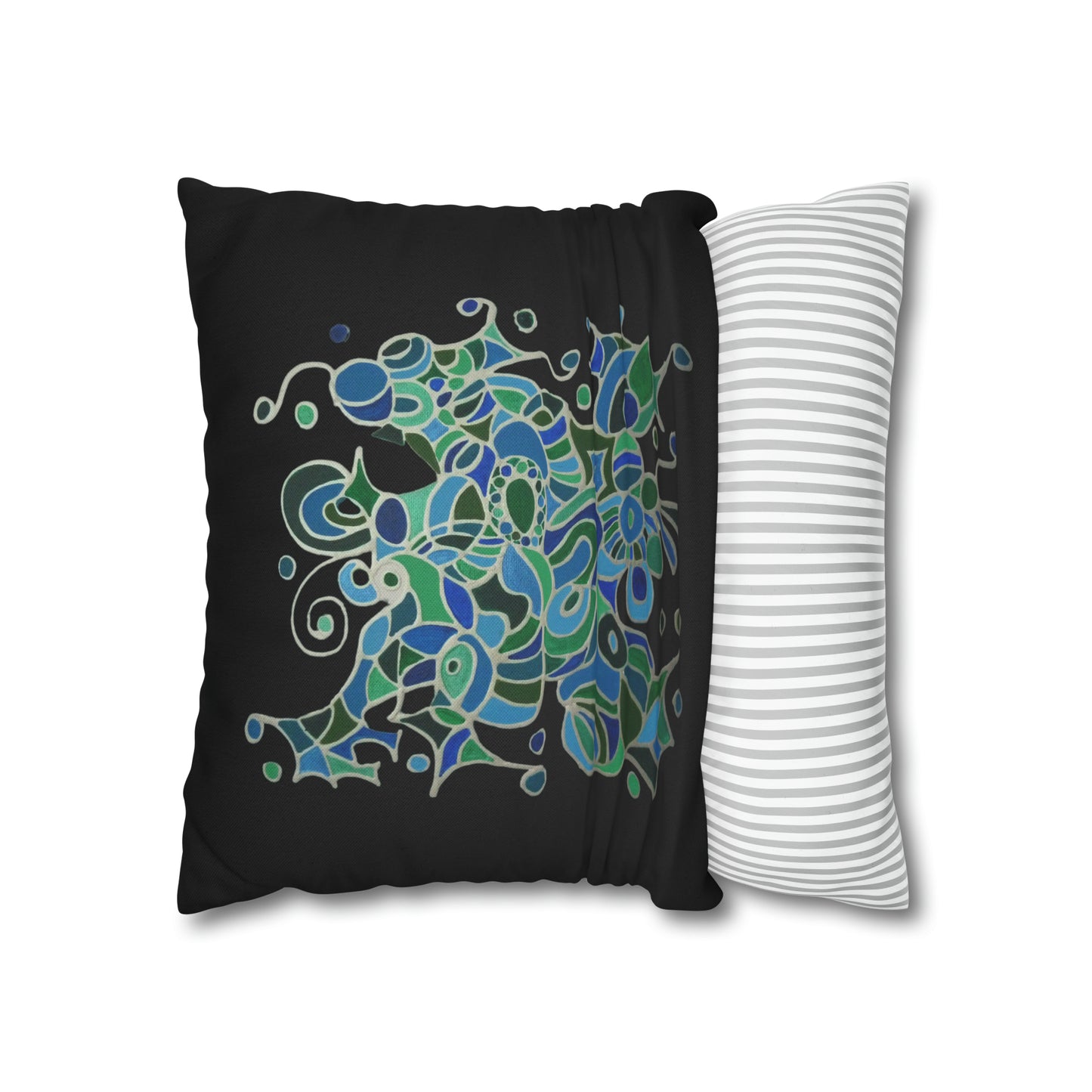 Cushion Pillow Case - No. 146 -  'Bird of Paradise' on Black