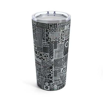 Tumbler 20oz - No.  252 - By Irish Artist Fiona de Lacy - Black & White