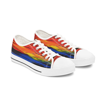Women's Low Top Sneakers, Black Soles, No. 143 - A Brand New Day - By Irish Artist Fiona de Lacy