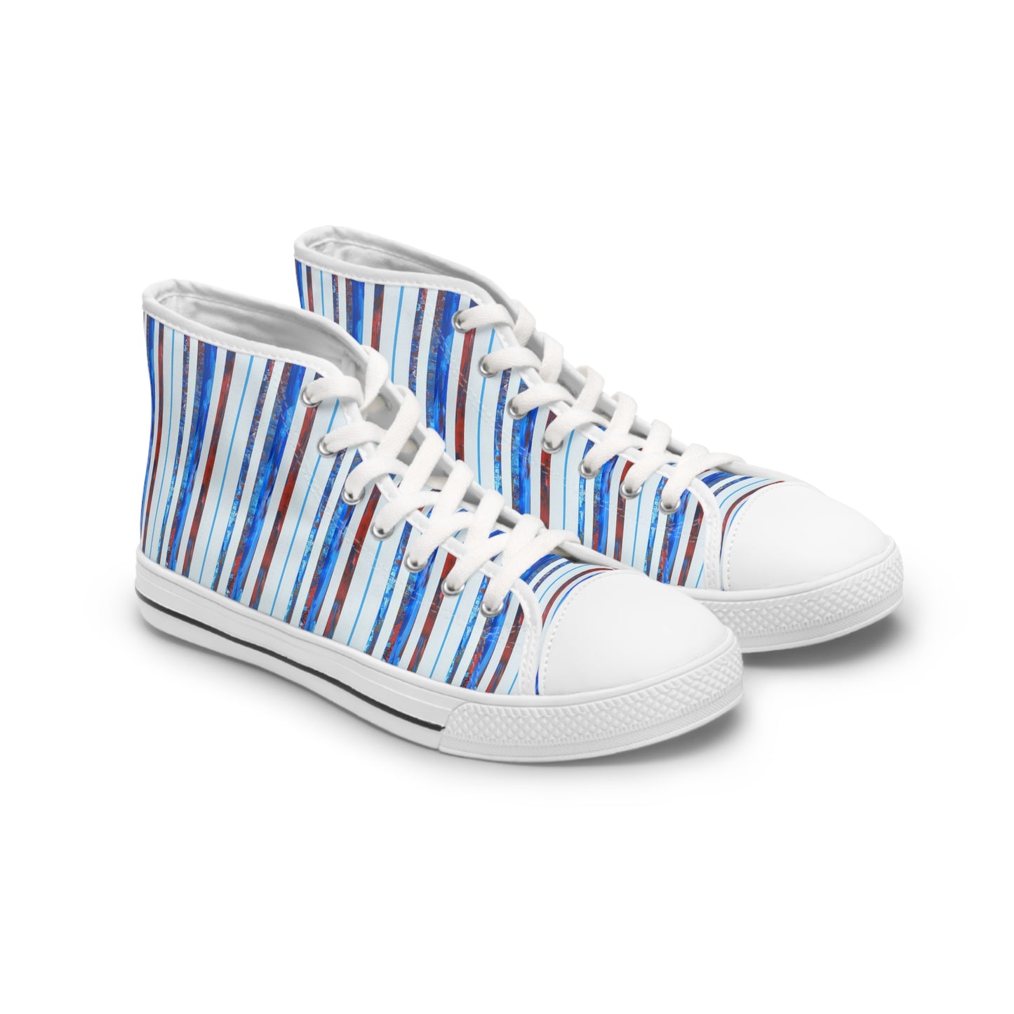 Women's High Top Sneakers, No. 140 -  'Thin Blue Line' - Designed by Irish Artist Fiona de Lacy