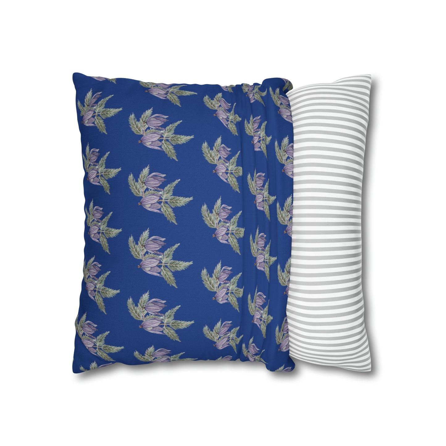 Cushion Pillow Case - No. 270 - Purple Drop Flowers on Navy