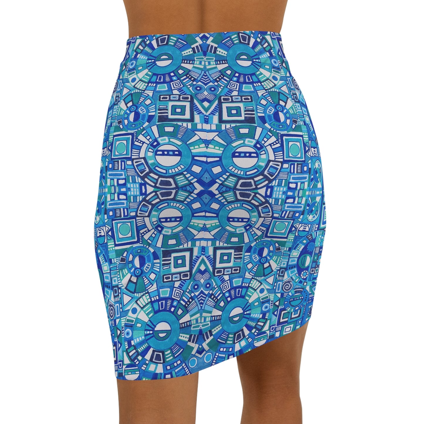 Women's Mini Skirt - No. 262 Blue - Navy White Abstract