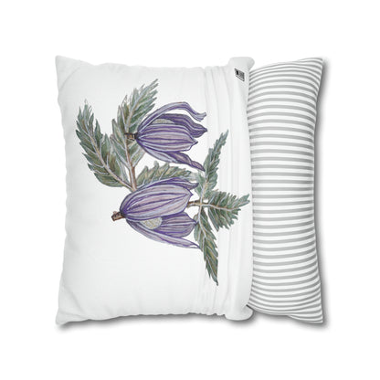 Cushion Pillow Case - No. 270 Purple Drop Flowers on White