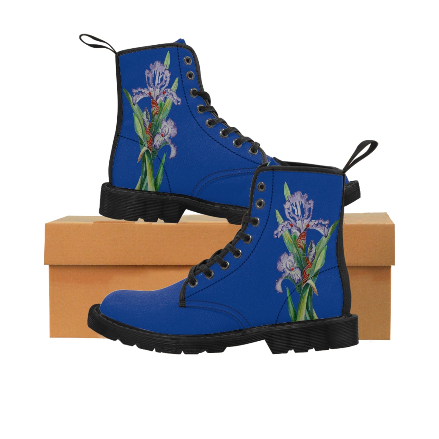 Women's Canvas Boots - No. 272  - Purple Orchid on Blue