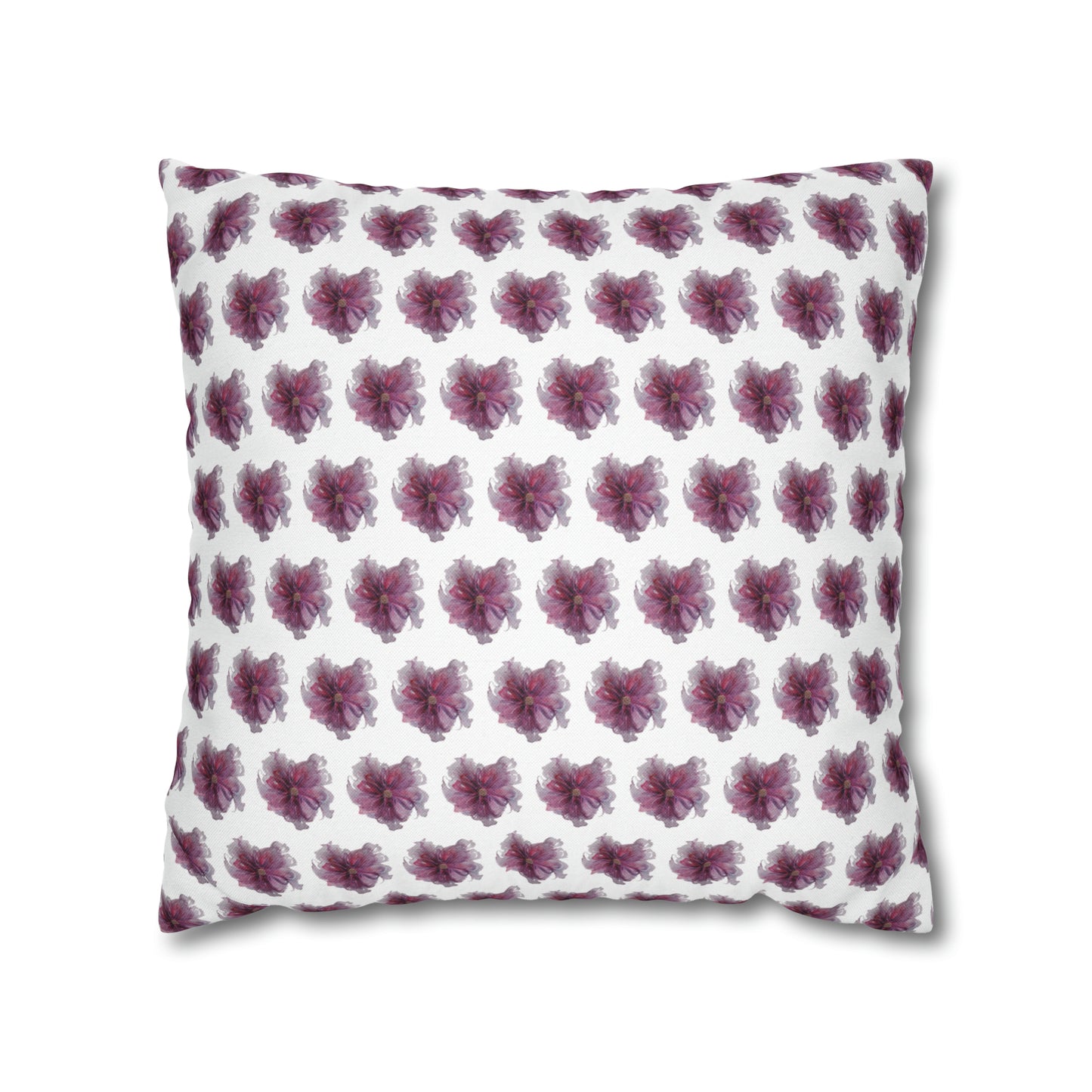 Cushion Pillow Case - No 269 Pink / Purple Flower on White
