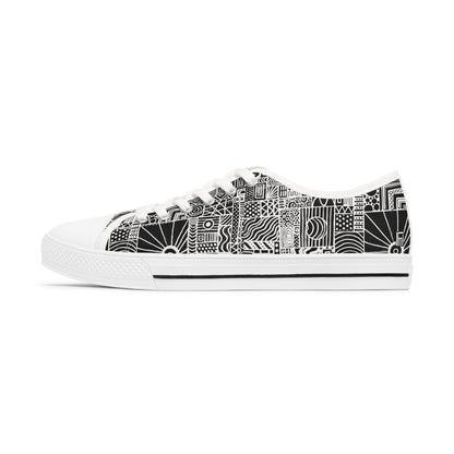 Women's Low Top Sneakers - No. 252 - Black & White - By Irish Artist Fiona de Lacy