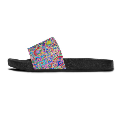 Women's Slide Sandals - No. 260 - Multicoloured Abstract  - By Irish Artist Fiona de Lacy