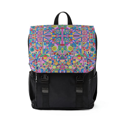 Casual Shoulder Backpack,  No. 258 B -  Multicoloured Abstract -  By Irish Artist Fiona de Lacy