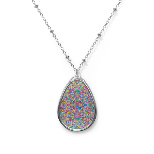 Oval Necklace - No. 259 - Multicoloured Abstract - By Irish Artists Fiona de Lacy