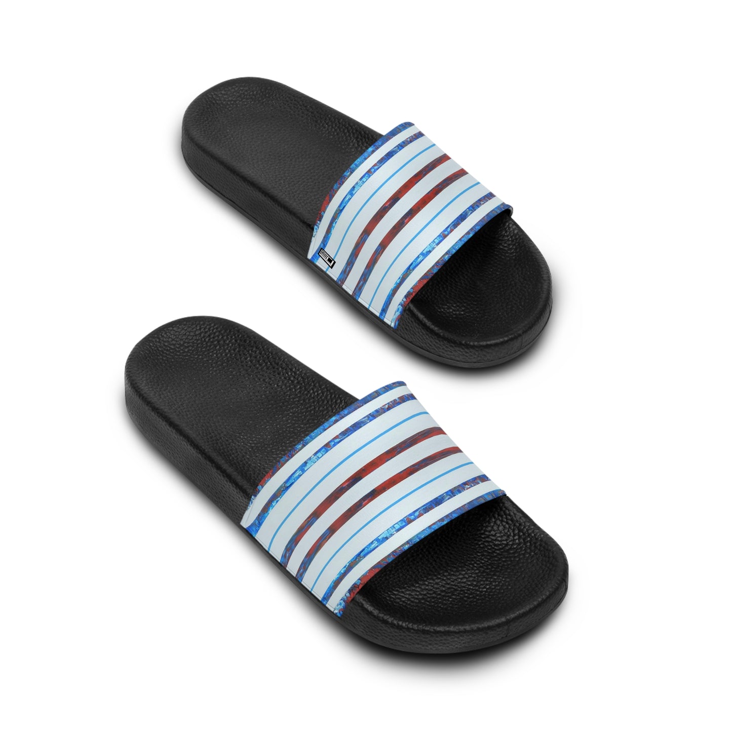 Women's Slide Sandals - No. 140 - 'Thin Blue Line' - By Irish Artist Fiona de Lacy