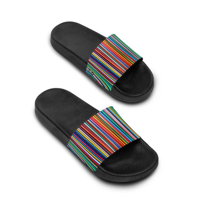 Women's Slide Sandals - No. 309 - Multicoloured Rectangles - By Irish Artist Fiona de Lacy