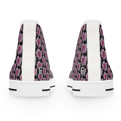 Women's High Top Sneakers - No. 269 Large Purple / Pink Flower - By Irish Artist Fiona de Lacy