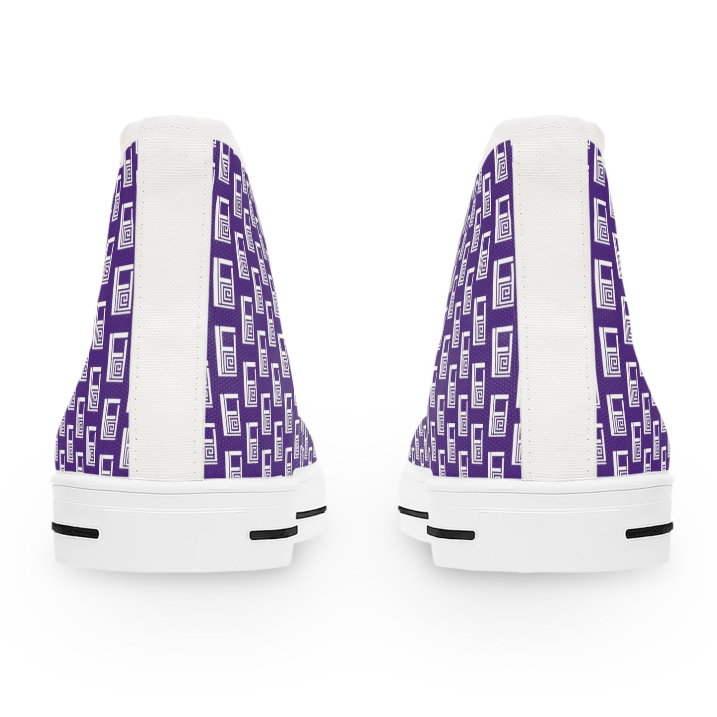 Women's High Top Sneakers - No. 000PE - White Logo On Purple - By Irish Artist Fiona de Lacy