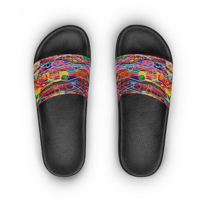 Women's Slide Sandals - No. 239 - Droplets - Multicoloured Abstract - By Irish Artist Fiona de Lacy