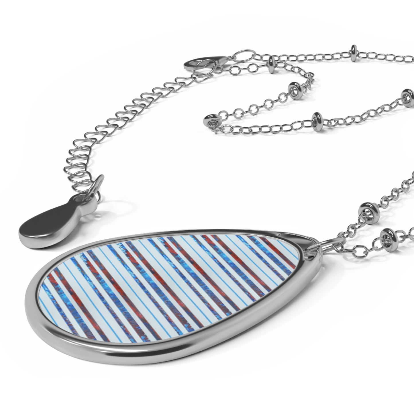 Oval Necklace - No. 140 - Thin Blue Line - By Irish Artists Fiona de Lacy