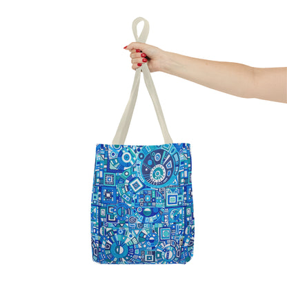 Tote Bag  - No. 262 Geometric Blue - By Irish Artist Fiona de Lacy