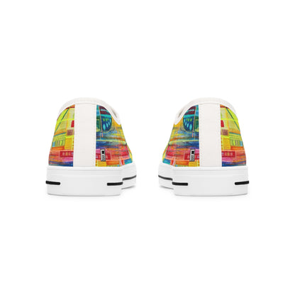 Women's Low Top Sneakers, Black Sole - No. 234 - Water Colour Abstract - By Irish Artist Fiona de Lacy