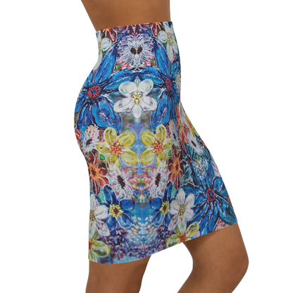 Women's Mini Skirt - No. 242 - Large Blue Flowers