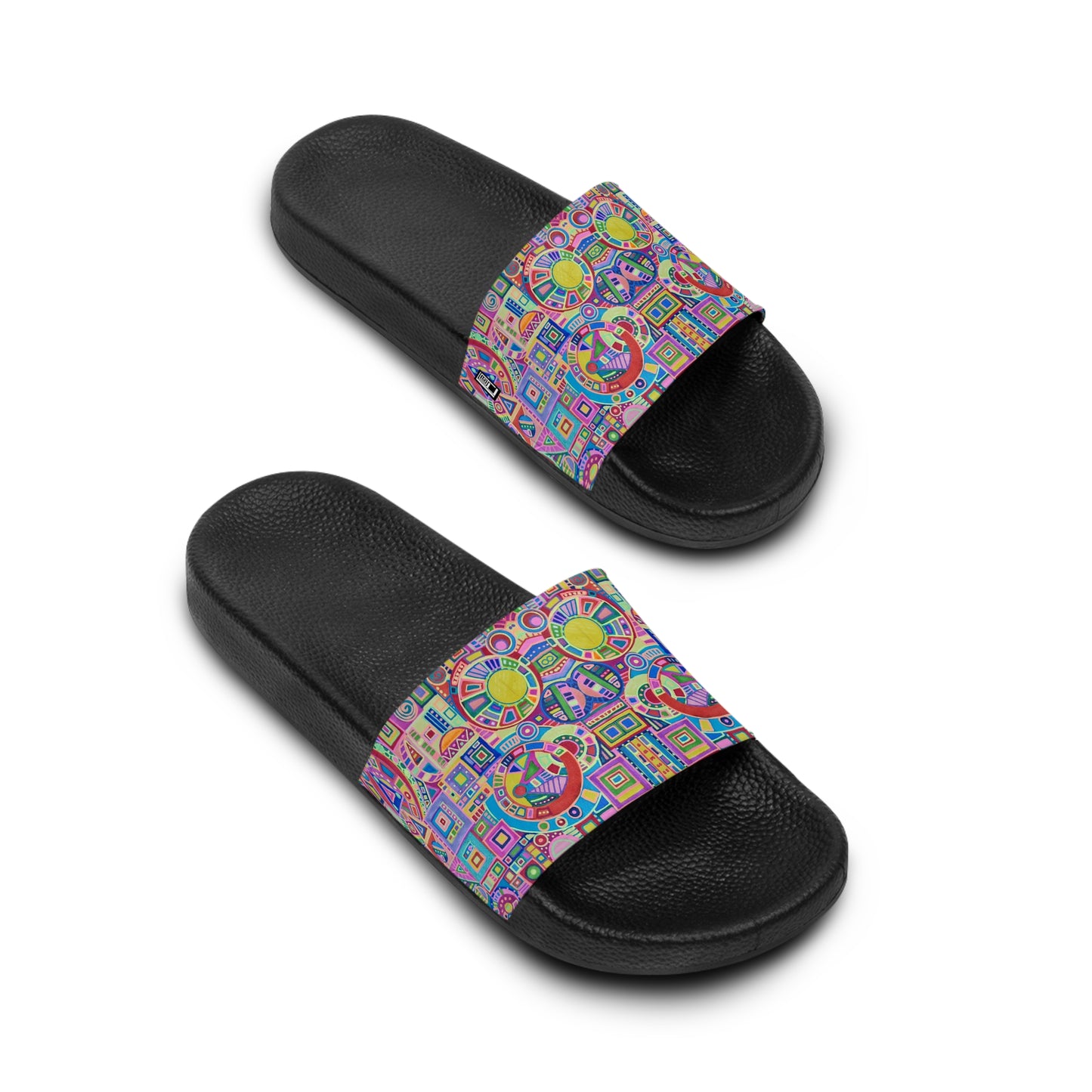 Women's Slide Sandals - No. 260 - Multicoloured Abstract  - By Irish Artist Fiona de Lacy