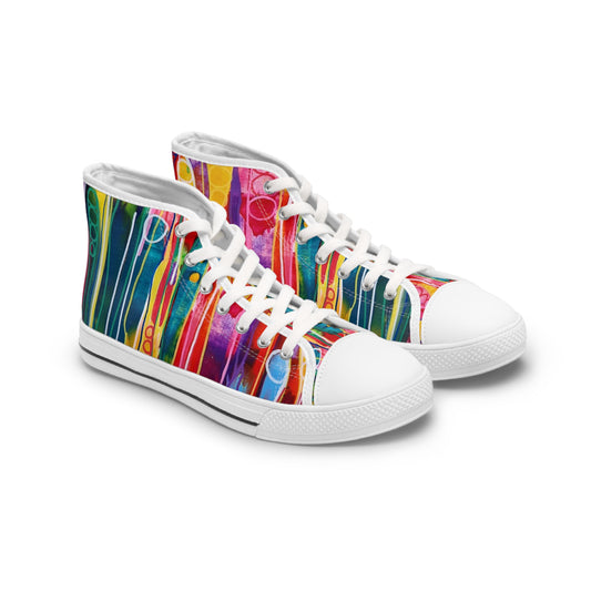 Women's High Top Sneakers, No. 237 C 'Pods' Green Heel, Multicoloured - Designed by Irish Artist Fiona de Lacy