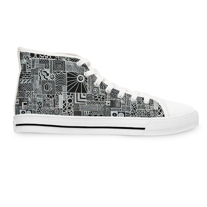 Women's High Top Sneakers - No. 252 - White on Black