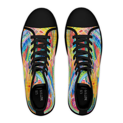 Women's High Top Sneakers - No. 234 - Multi-coloured watercolour - By Irish Artist Fiona de Lacy