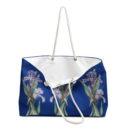 Weekender / Beach / Overnight Bag - No. 272 - Purple Orchid on Blue