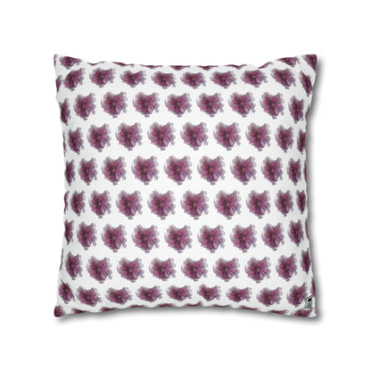 Cushion Pillow Case - No 269 Pink / Purple Flower on White