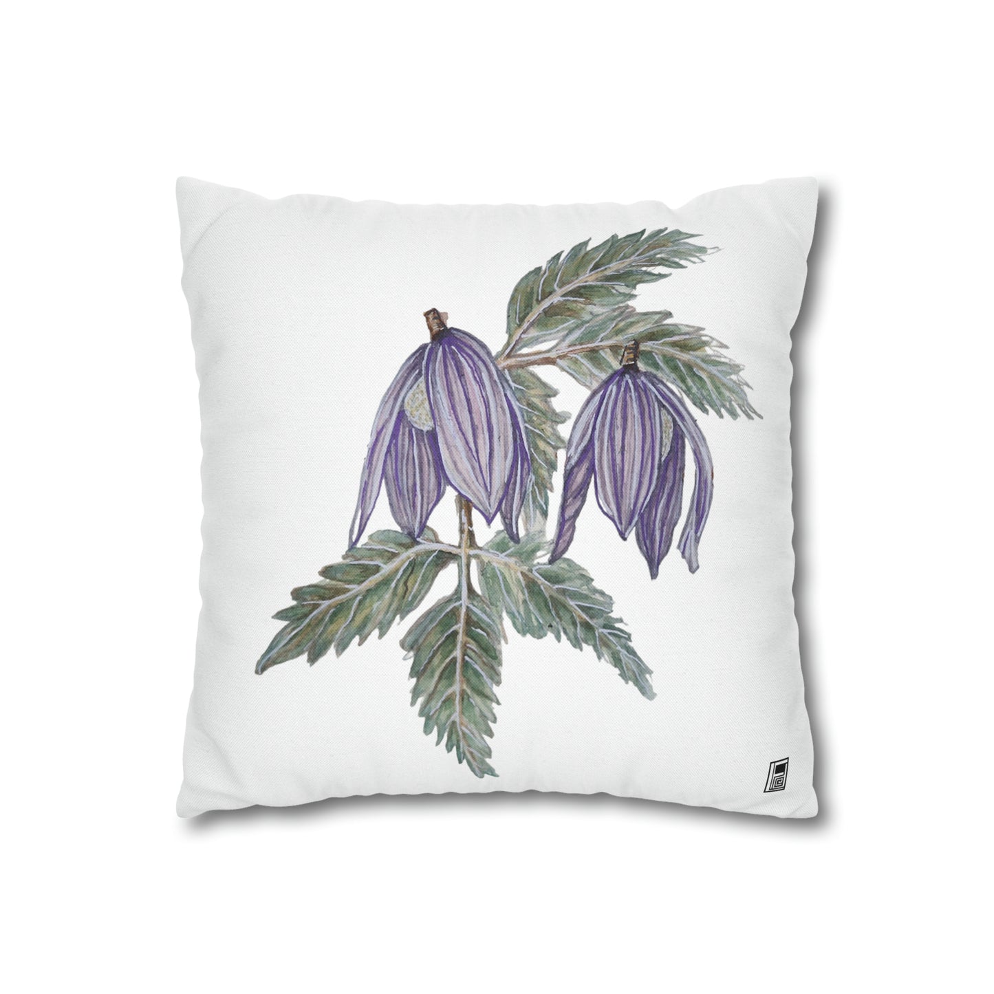 Cushion Pillow Case - No. 270 Purple Drop Flowers on White