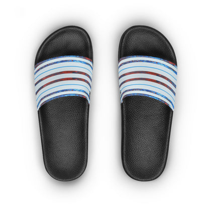 Women's Slide Sandals - No. 140 - 'Thin Blue Line' - By Irish Artist Fiona de Lacy