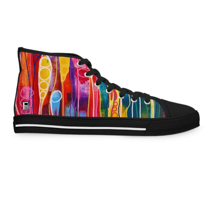 Women's High Top Sneakers, No. 237 C 'Pods' Green Heel, Multicoloured - Designed by Irish Artist Fiona de Lacy