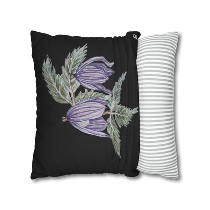 Cushion Pillow Case - No. 270 - Purple Drop Flowers on Black