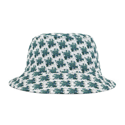 Bucket Hat  - No. 146 - Bird of Paradise on White - By Irish Artist Fiona de Lacy