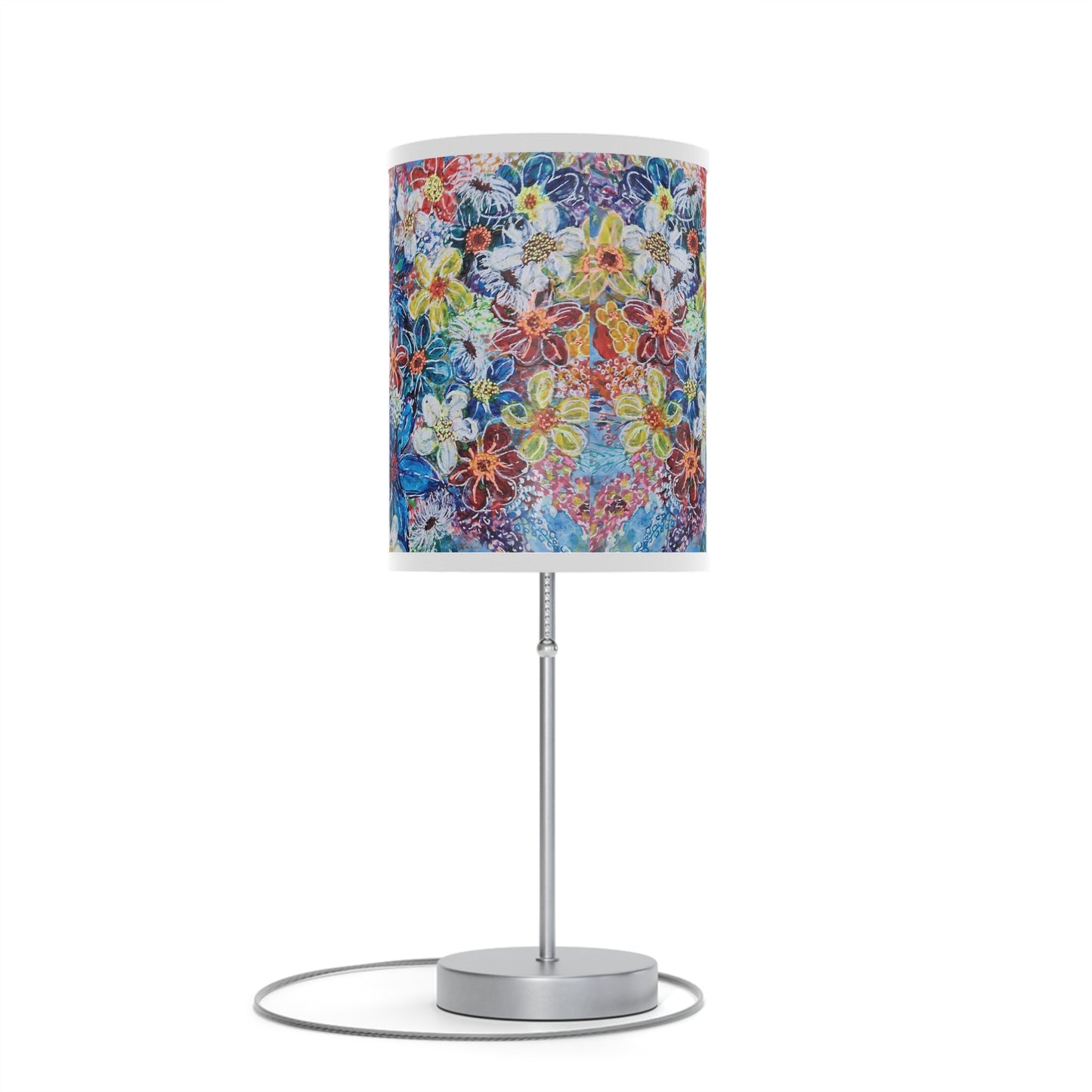 Lamp on a Stand, US|CA plug - No. 242 - Large Blue Flowers