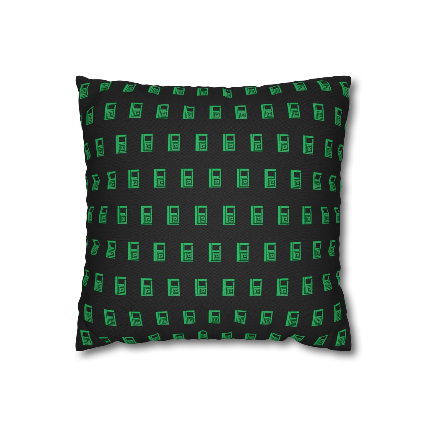 Cushion Pillow Case - No. 000GN - Green Logo on Black