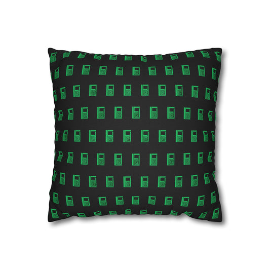 Cushion Pillow Case - No. 000GN - Green Logo on Black