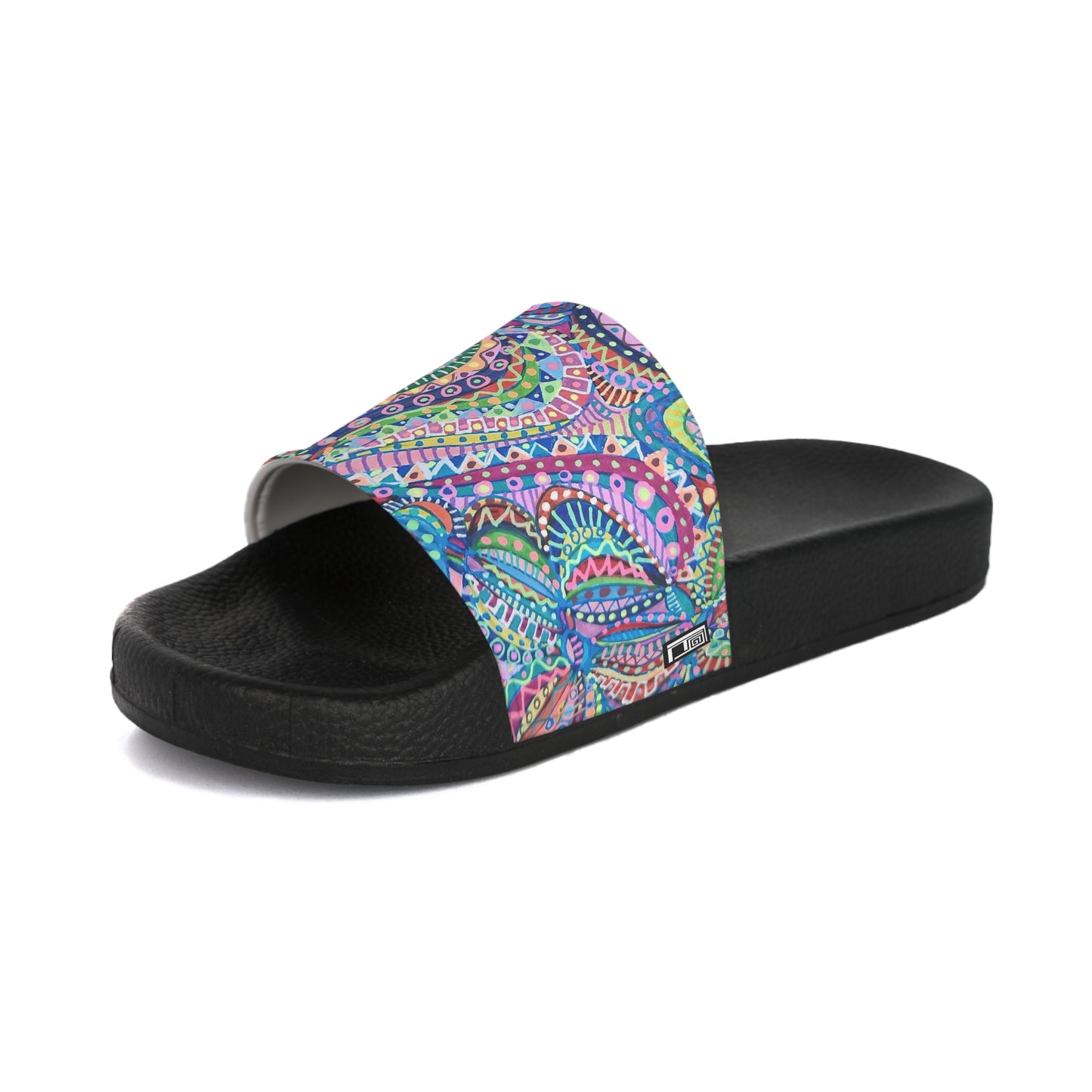 Women's Slide Sandals - No. 255 - Multicoloured Abstract - By Irish Artist Fiona de Lacy