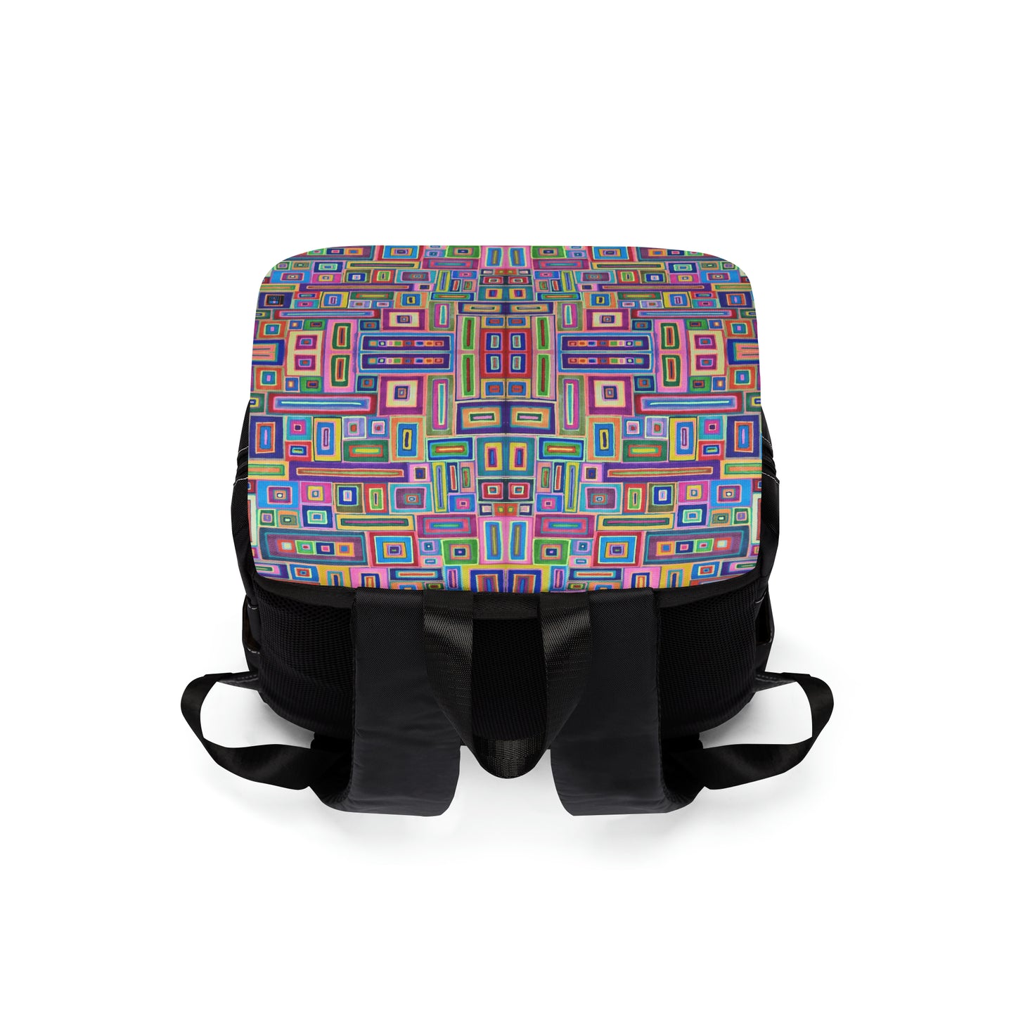 Casual Shoulder Backpack,  No. 264 B Multicoloured Abstract -  By Irish Artist Fiona de Lacy