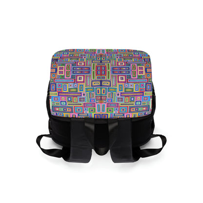 Casual Shoulder Backpack,  No. 264 B Multicoloured Abstract -  By Irish Artist Fiona de Lacy