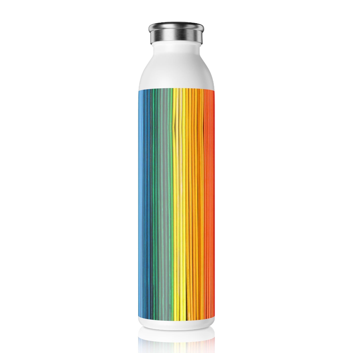 Slim Water Bottle - No. 305 - 'Pride' Rainbow - By Irish Artist Fiona de Lacy