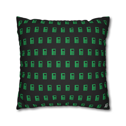 Cushion Pillow Case - No. 000GN - Green Logo on Black