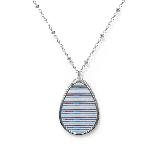 Oval Necklace - No. 140 - Thin Blue Line - By Irish Artists Fiona de Lacy