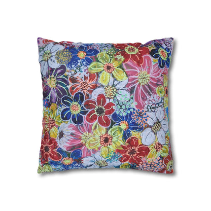 Cushion Pillow Case - No. 240 - Multicoloured Flowers on Pink