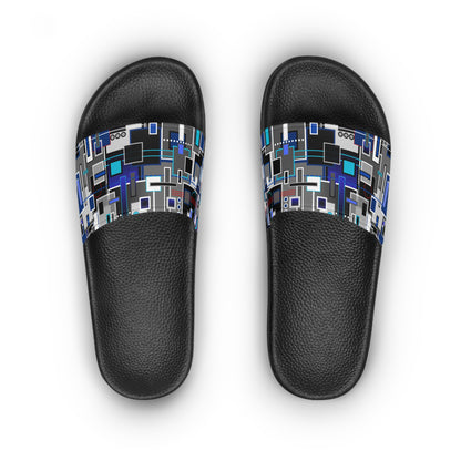 Women's Slide Sandals - No. 235 - Squared 2 - (Navy, Blue, Grey, Black) - By Irish Artist Fiona de Lacy