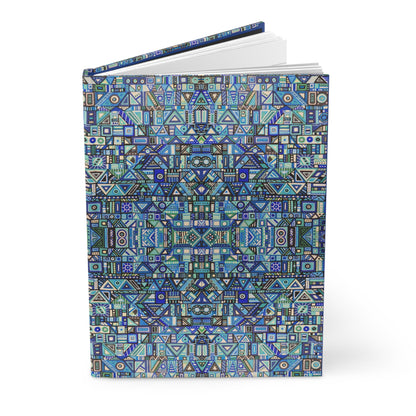 Hardcover Journal Matte (Lined) - No. 313 - Geometric Blues Abstract - By Irish Artist Fiona de Lacy